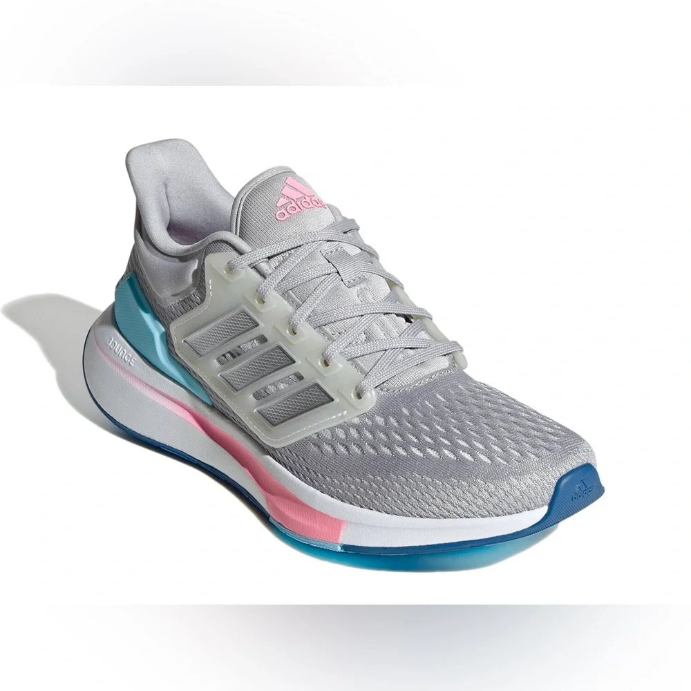 ADIDAS EQ21 Run Running Shoe Performance Gray Pink Blue White‎ Women’s Size 9.5 - Picture 2 of 10